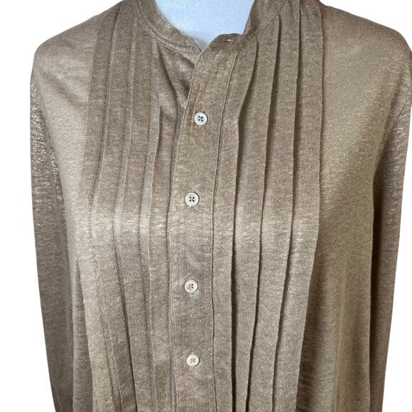 Ralph Lauren 100% Linen Gold Metallic Tunic Top Lightweight Boho Henley Sz Small - Picture 5 of 10